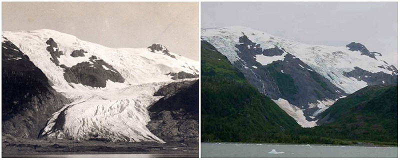 Ледник Тобогган. Июнь 1909 г. — сентябрь 2000 г.