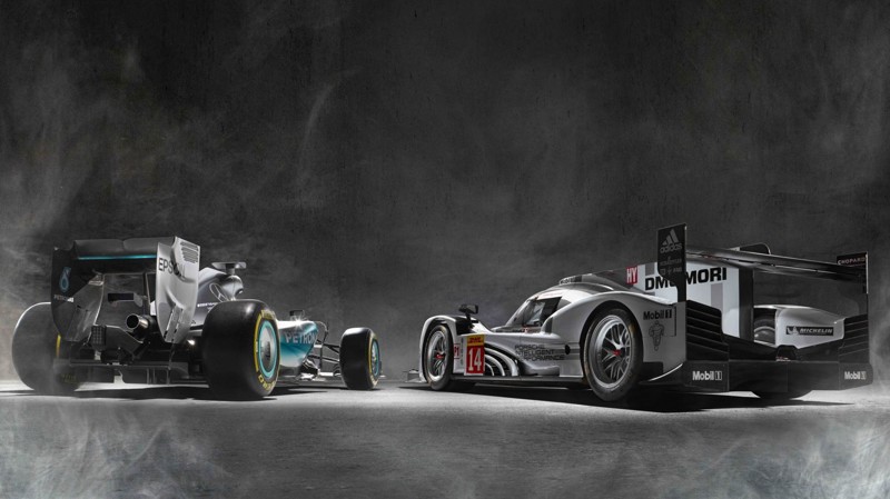 Болид F1 от Mercedes против Porsche для автогонок на выносливость