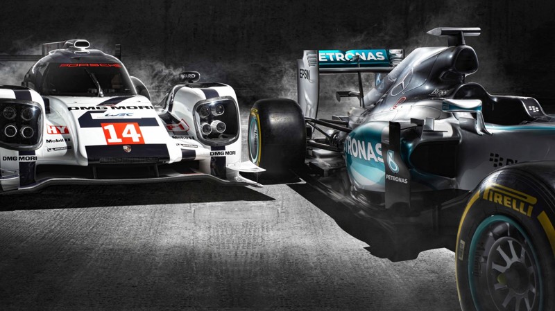 Болид F1 от Mercedes против Porsche для автогонок на выносливость