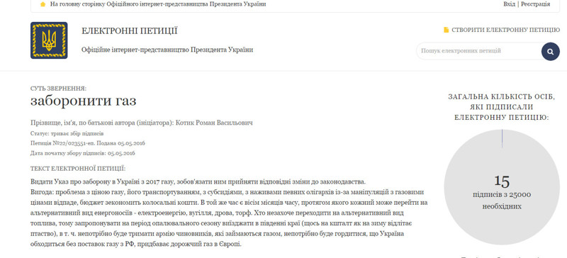 Порошенко попросили запретить газ на Украине