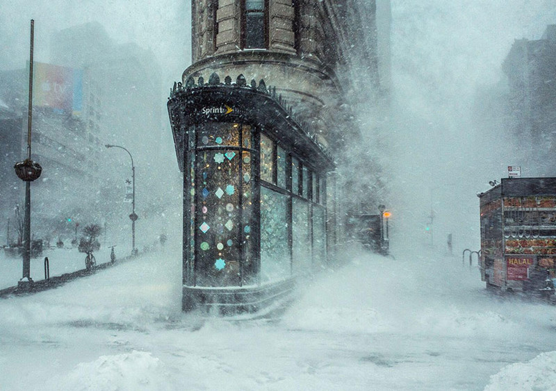 1. Снежный буран Джонас и Флэтайрон-билдинг, Нью-Йорк, США national geographic, вокруг света, природа, фотография