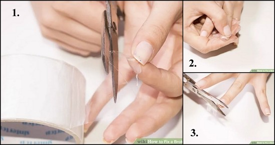 А вот и несколько хитростей на случай, если вы сломаете ноготь: Восстановление сломанного ногтя с помощью прозрачной клейкой ленты