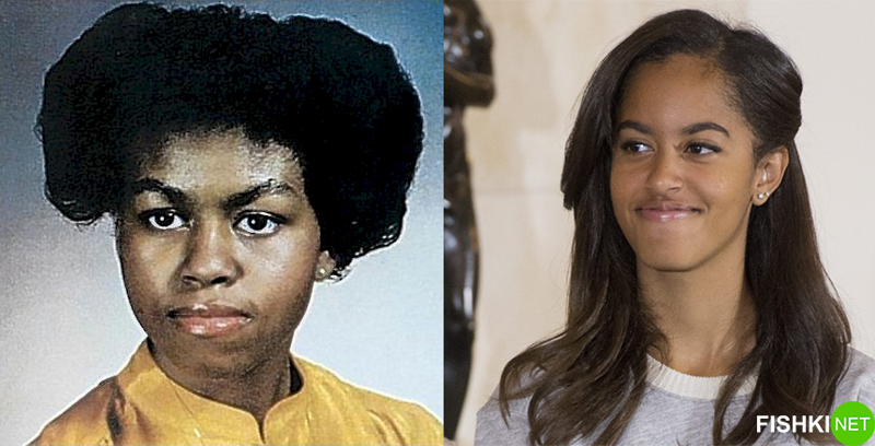 4. Мишель Обама кардинально сменила стиль за эти годы, но ее сходство с дочерью Малией все еще очевидно