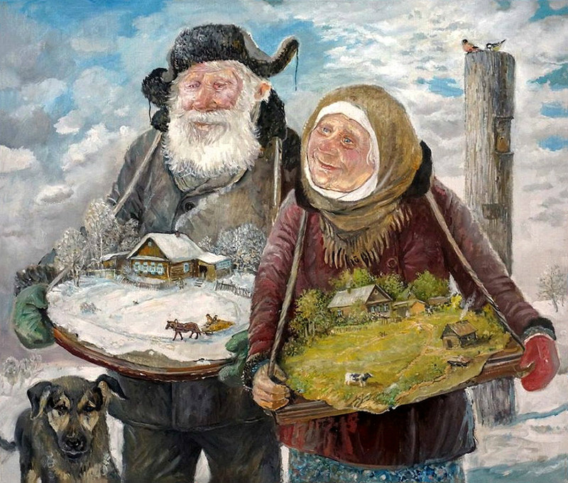 Деревенские старички в душевных картинах уральского художника Леонида Баранова