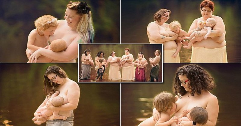 Кормящие матери обнажили грудь для фотосессии в реке, чтобы рассказать свои истории