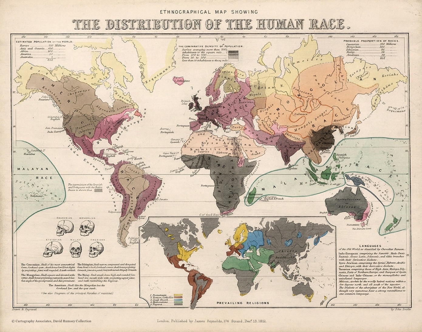Этнографическая карта расового состава и структуры населения (Великобритания, 1851 г.)