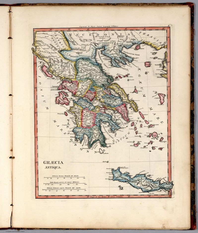 Карта античной Греции (США, 1815 г.)