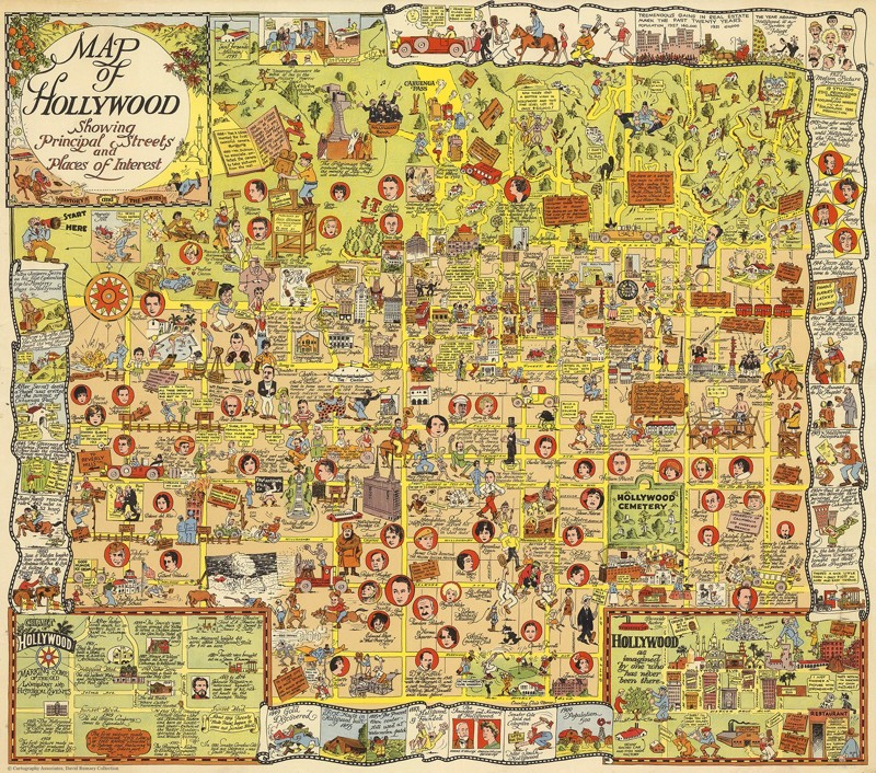 Карта Голливуда (США, 1928 г.)