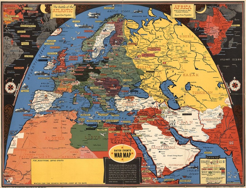 Карта Второй мировой войны - основные события и даты (Канада, 1942 г.)