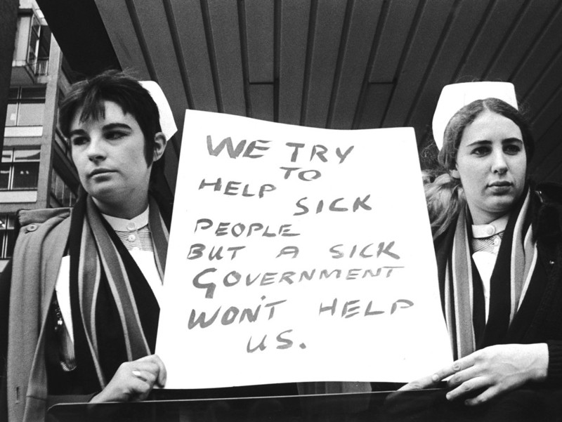 Медсестры Лондона протестуют против размеров заработной платы и условий труда (май, 1969 г.)