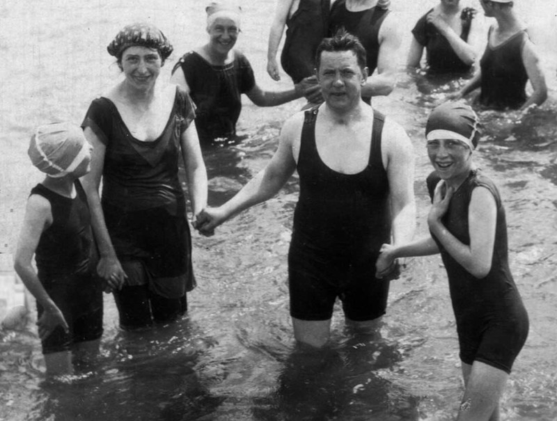 Купаются ретро. Купальщицы 1900-е годы. Женщины купаются ретро. История купальников в фотографиях. Купальник 1900 года.