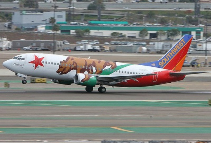 Американская бюджетная компания Southwest Airlines и их грозный медведь.