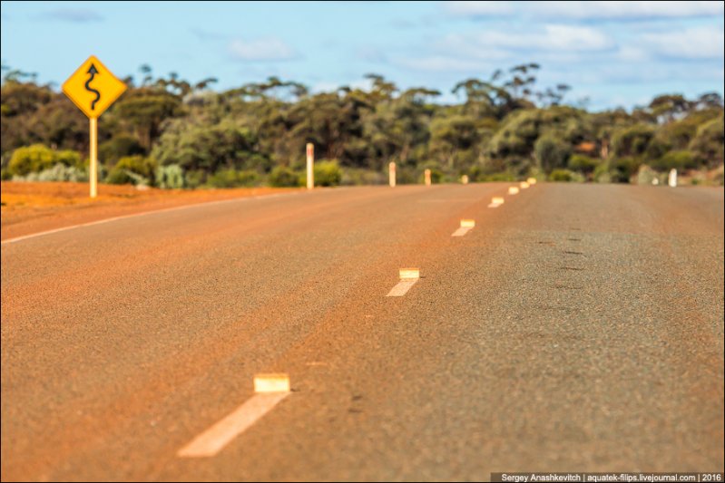Разметка на австралийских дорогах со светоотражающим эффектом. Причем, это не просто такая краска, а специальная технология, по которой в разделительную полосу внедрены вот такие отражающие уголки