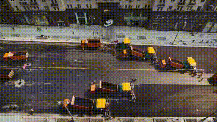 Укладка асфальта на Тверской