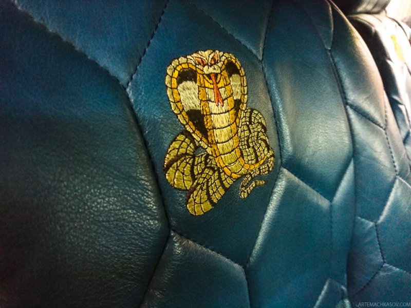 Сиденья дополнены вышивкой Cobra.