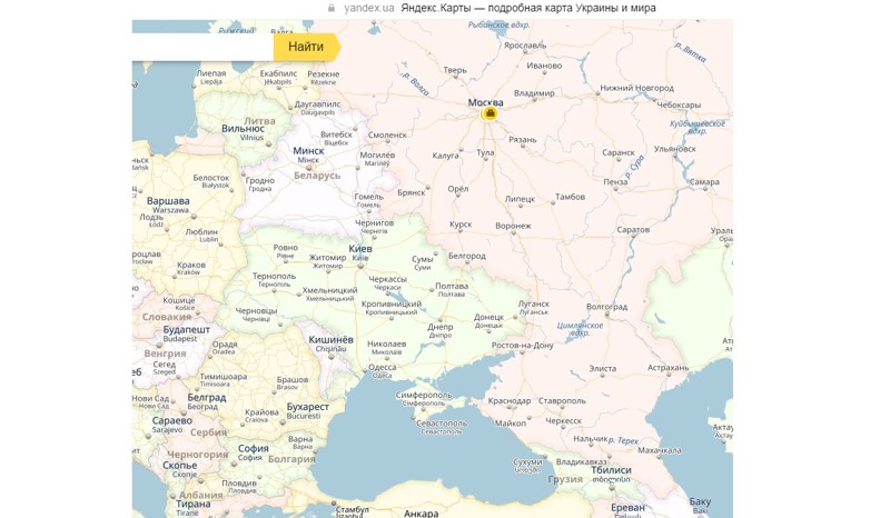 вот ТАК yandex отображает Крым украинским на yandex.UA