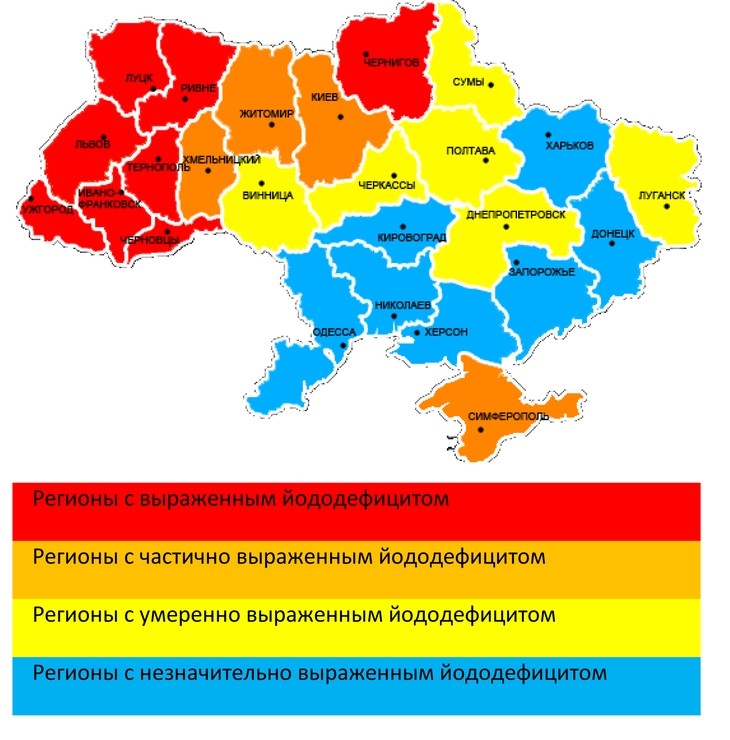 Карта дефицита йода в россии