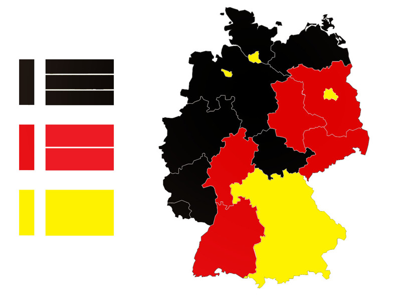 Таким образом, получаем карту Германии по типу деления флагов.