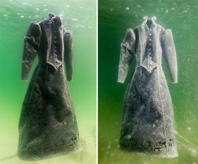 Платье для одержимой невесты: художница создала соляную скульптуру на дне Мертвого моря