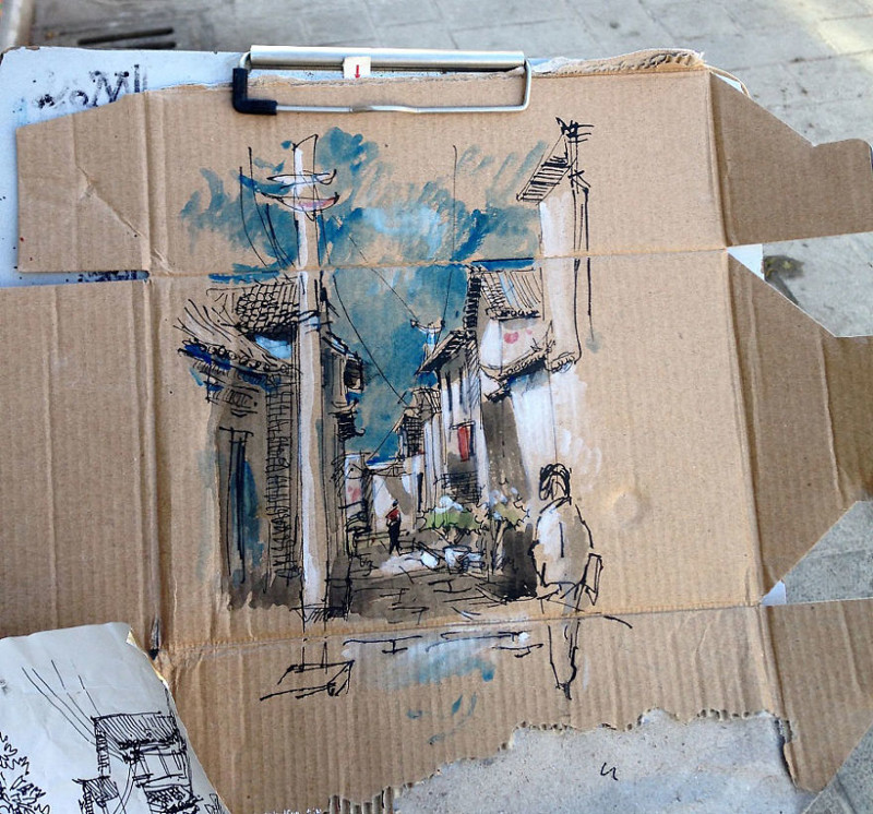Художник из Китая создает свои картины на самом обычном мусоре, который находит на улицах