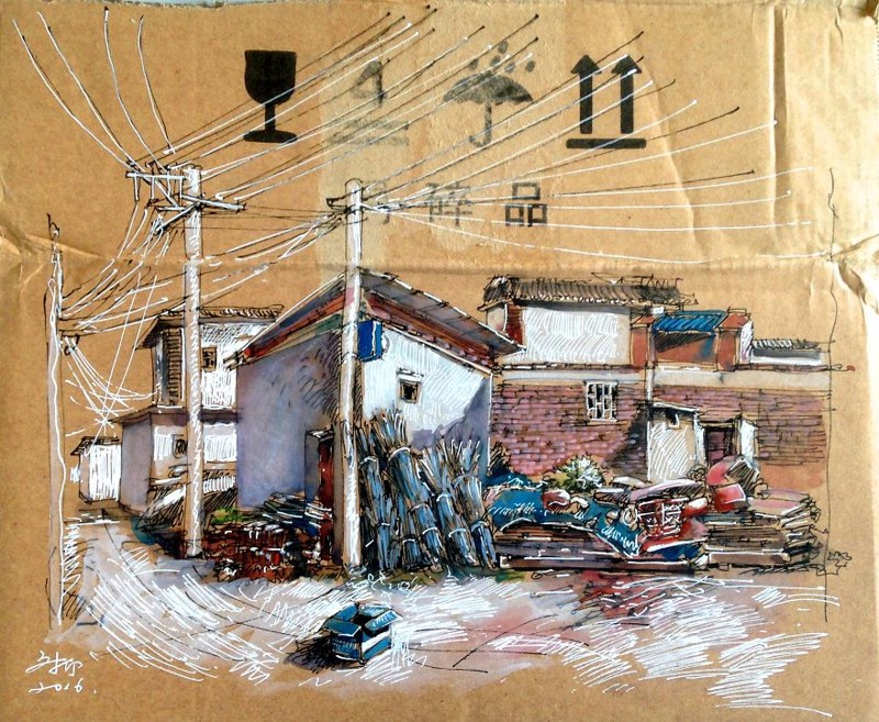 Художник из Китая создает свои картины на самом обычном мусоре, который находит на улицах