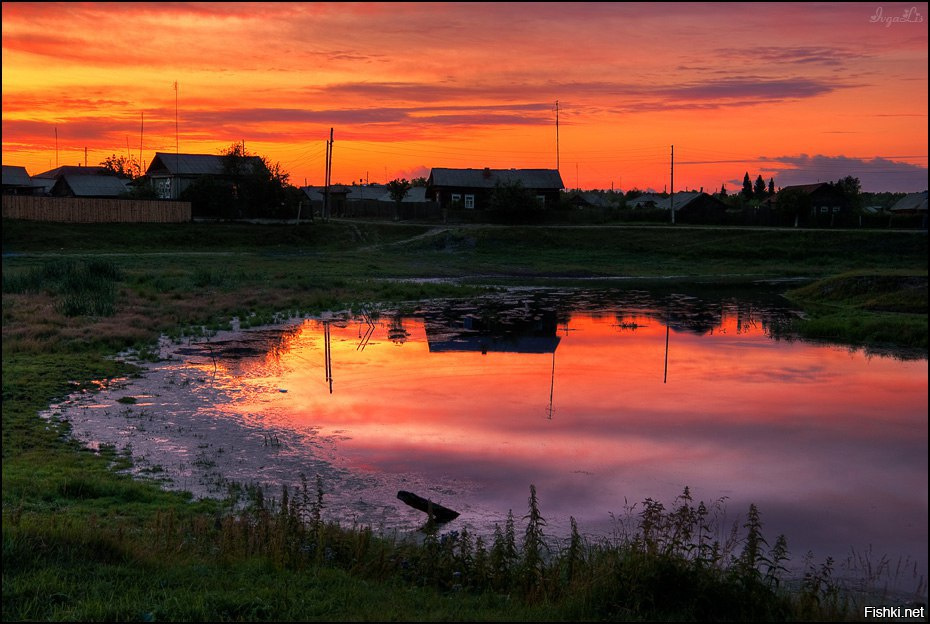 Фото деревни на закате