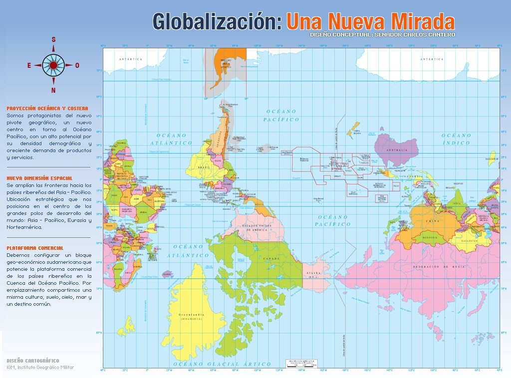 Карта мира в Чили