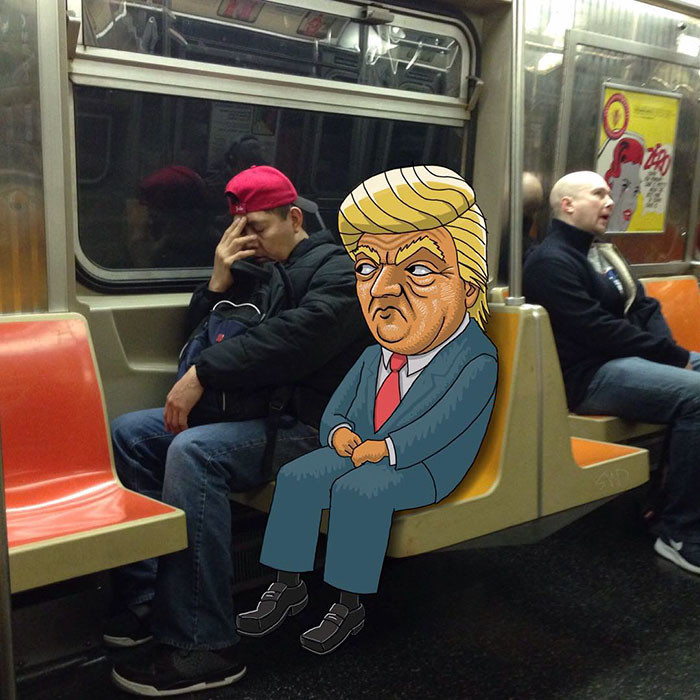 Нью-йоркский художник натравливает монстров на пассажиров метро