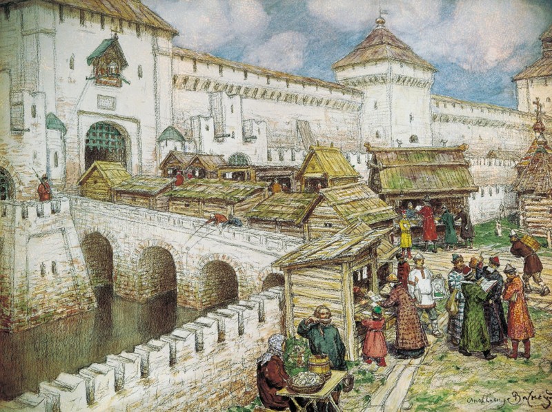 Торговцы заселяли территорию вокруг окружённой стенами центральной части города — Кремля.