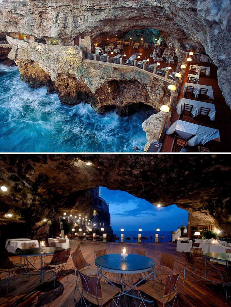 Ресторан в пещере, Grotta Palazzese, Апулия, Италия