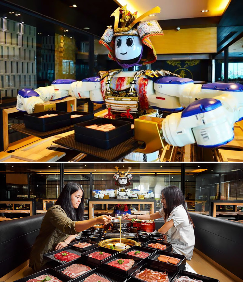 Ресторан, где обслуживающий персонал - роботы, Hajime Robot Restaurant, Бангкок, Таиланд 