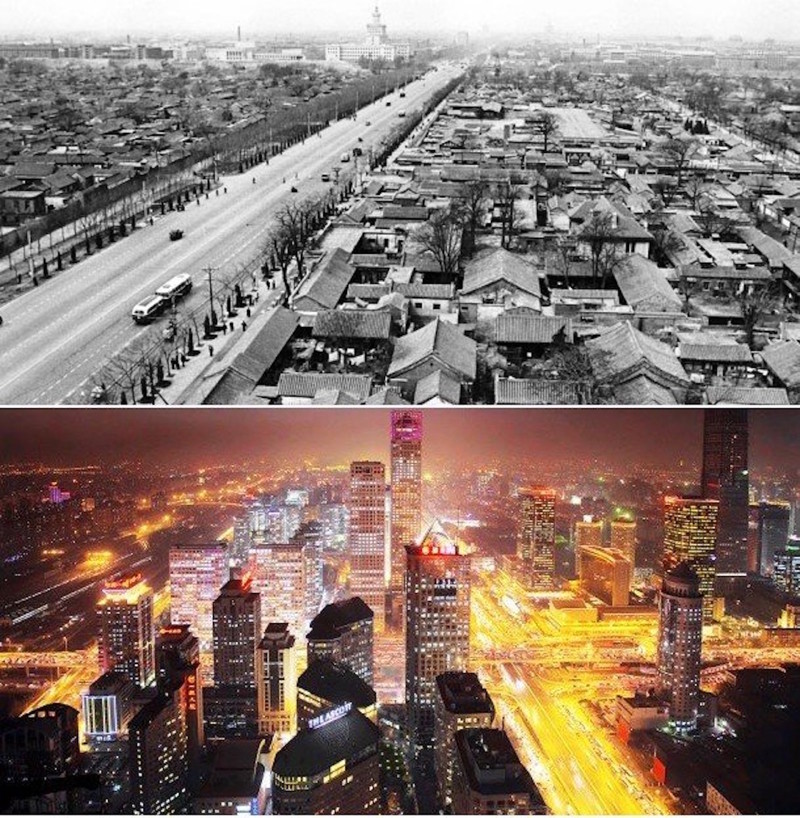 Пекин, Китай. 1950-е годы и сейчас