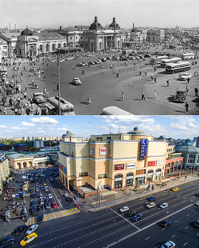 Москва, Площадь Курского вокзала, 1958 год и сейчас