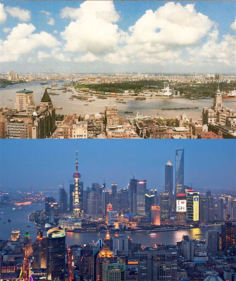 Шанхай, 1990-й и 2010-й