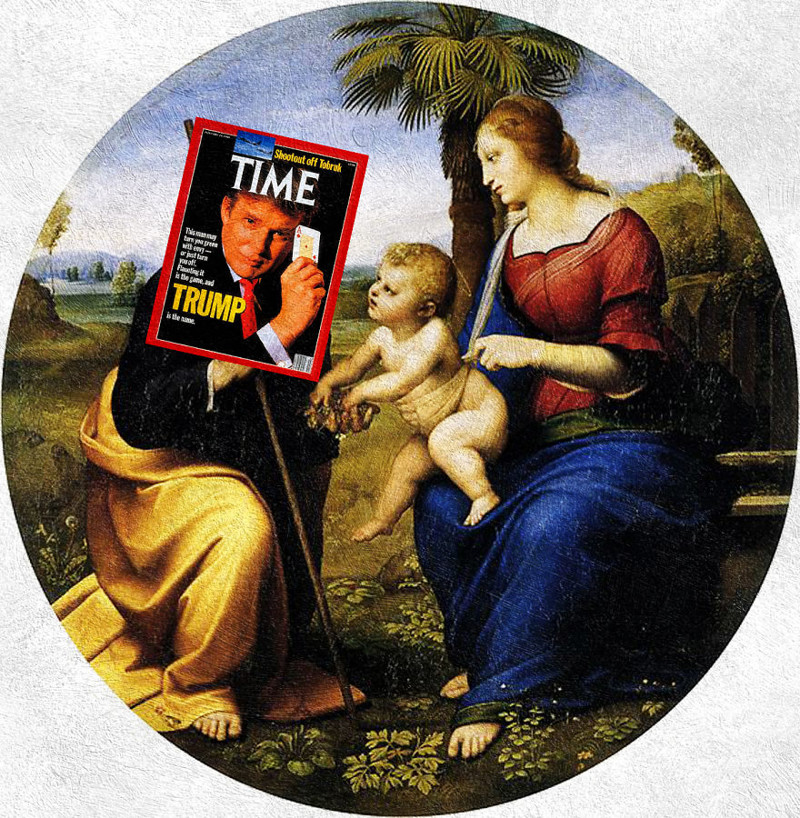 Дональд Трамп, Time, янваль 1989  + "Святое семейство у пальмового дерева" Рафаэля