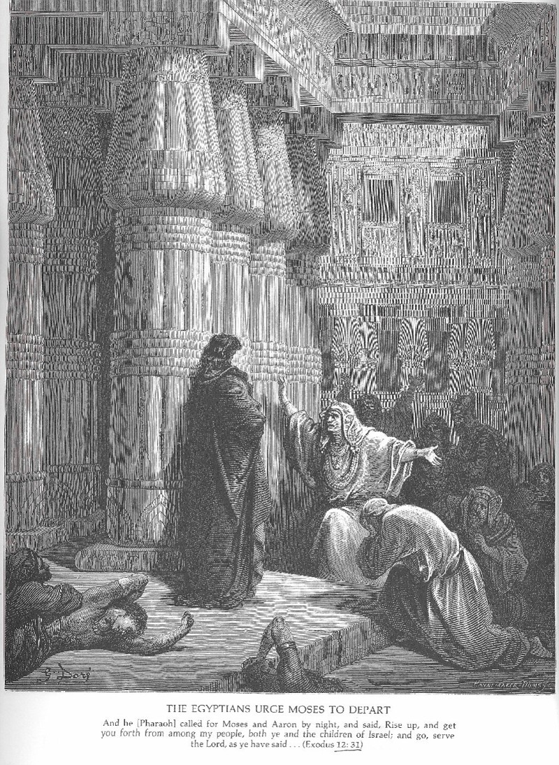 Поль Доре, 1866 г. ''Египтяне просят Моисея покинуть страну''