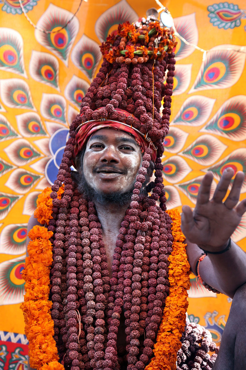 Индуистский гуру на праздновании Кумбха-мелы в Аллахабаде