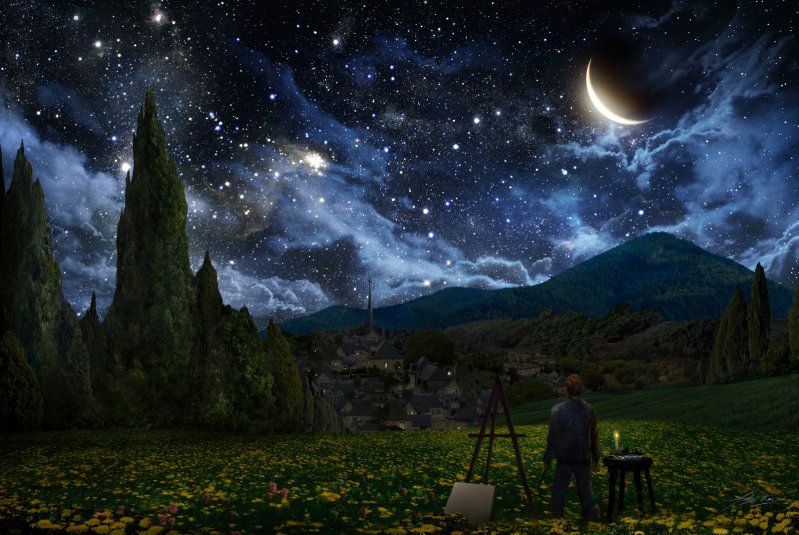 Еще одно видение картины Ван Гога "Звездная ночь"
