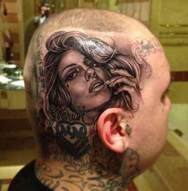 Татуировка портрет на голове