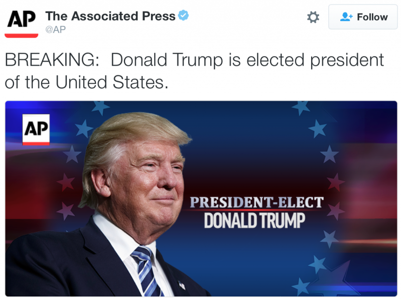 Первая официальная информация от Associated Press: Дональд Трамп избранный президент США