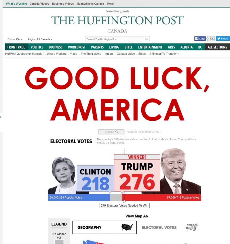 Канадский Huffington Post желает удачи соседям