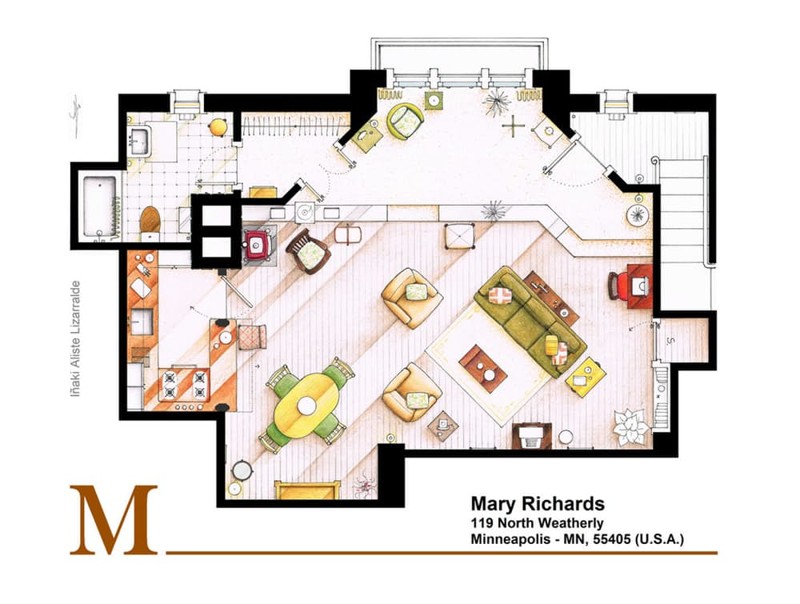 10. "Мэри Тайлер Мур" (168 эпизодов), квартира Мэри Ричардс