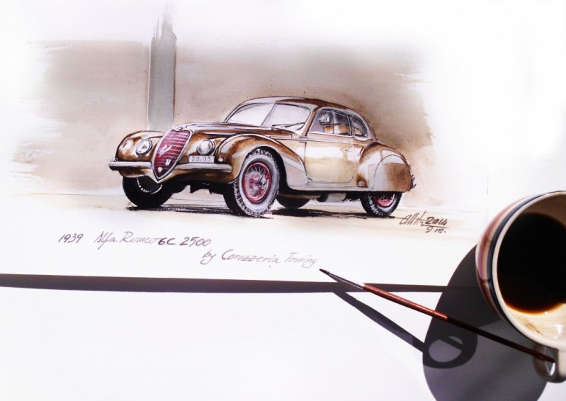 Румынский художник рисует автомобили при помощи кофе