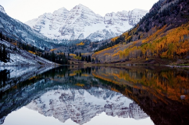 Встреча осени и зимы в Колорадо, США
