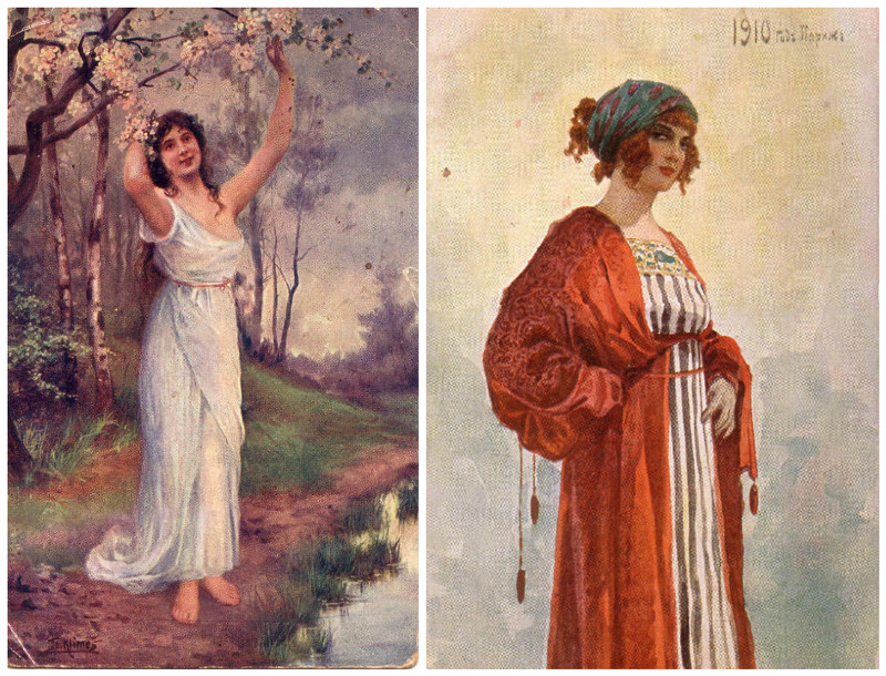 Женщины на старинных открытках