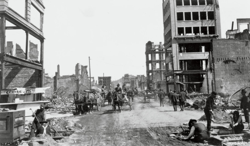 Сан-Франциско, 1906 г. Развалины на месте Керни-стрит