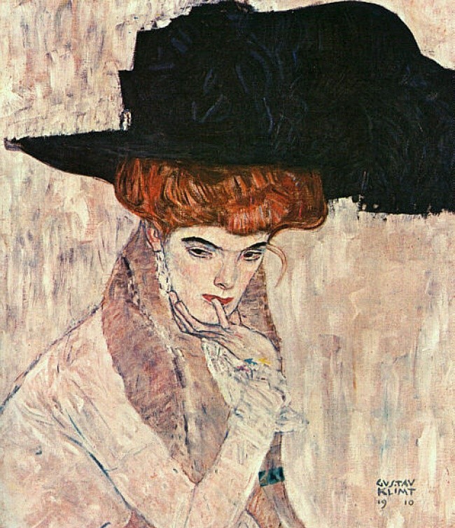 12. "Черная шляпа с пером", Густав Климт, 1910 г.
