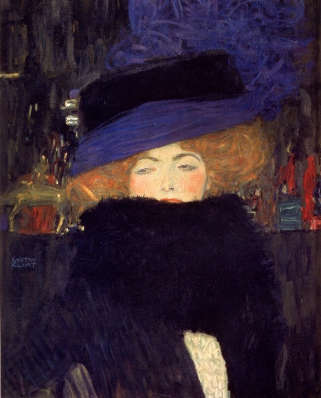 1. "Дама в шляпке и боа из перьев", Густав Климт, 1909 г.