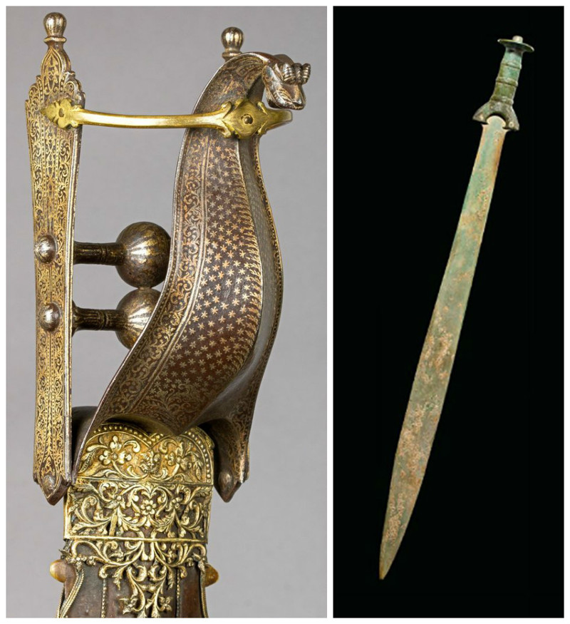 Палаш, Индия, 1935 и Бронзовый меч 12-го-13-го века, Европа