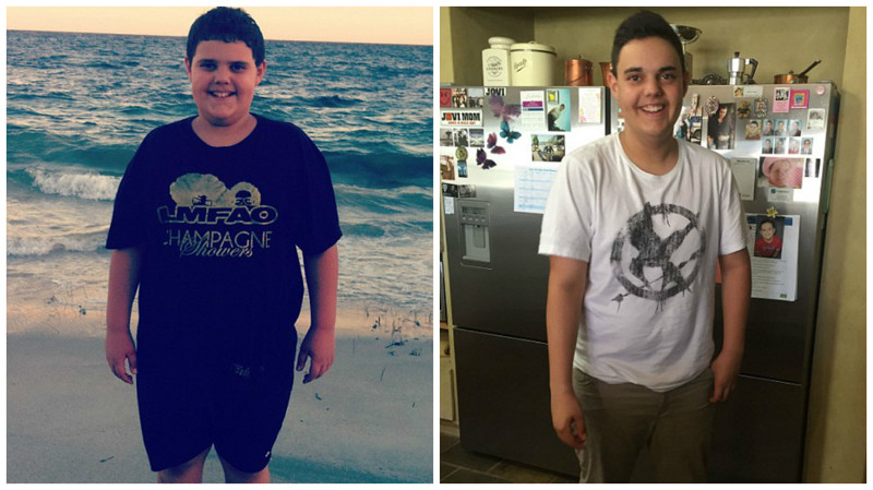 Благодаря правильному питанию и активному образу жизни 14-летний Итан теперь весит 70 кг
